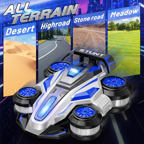 High Speed Drift Remote Control Stunt Deformation Car,Kid's Gifts - color: Blue