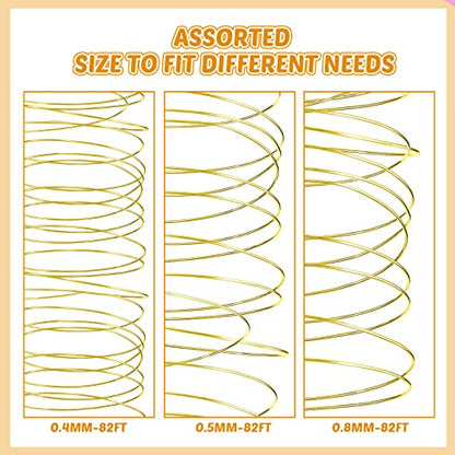 Funrous 5 Rolls Copper Wire 18 20 22 24 26 Gauge with Pliers,Gold - color: Gold
