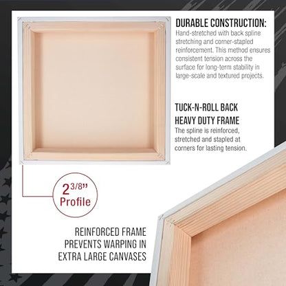 U.S. Art Supply Stretched Canvas for Painting 20" x 20" 2-3/8" Extra Deep - size: 20" x 20"