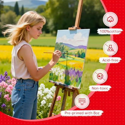 Simetufy 32 Pack 12x16 inch Large Flat Canvas Boards for Painting - size: 12"x16" - 32 pack