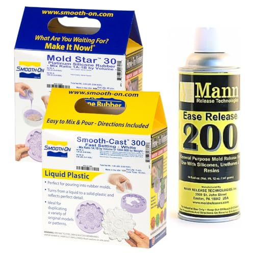 Complete Mold Making & Casting Kit – Includes Mold Star 30 Platinum Silicone Rubber, Ease Release 200 Spray, and Smooth-Cast™ 300 Resin