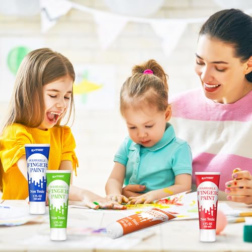 EXTRIC Finger Paint for Toddlers 1-3 Washable 12 PK, 2 OZ Tempera Paints - size: 2 Fl Oz (Pack of 12)