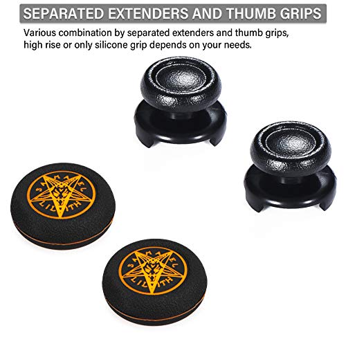 FPS Thumbstick Extender & Printing Rubber Silicone Grip Cover 2 Sets for PS5 & PS4 Controller (Demon Orange) - color: 6