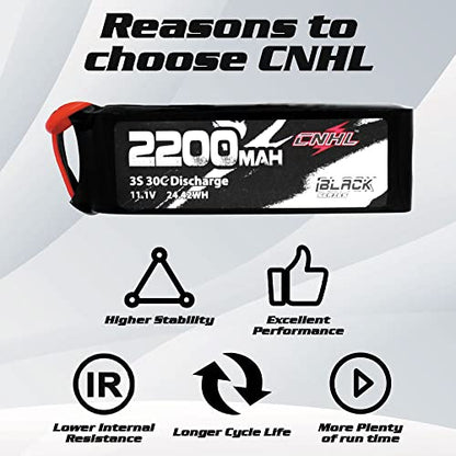 CNHL 2200mAh 3S Lipo Battery 11.1V 30C with XT60 Plug (2 Packs)