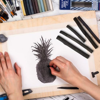 24 Pcs Compressed Charcoal Sticks and 6 Pcs Willow Charcoal Sticks, 9-12 MM Jumbo Willow Charcoal Pencils