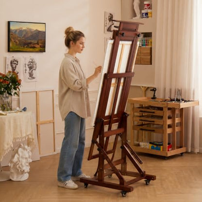 MEEDEN Large Art Painting Easel: Holds Canvas Up to 79" for Studio Drawing - color: Deep Walnut