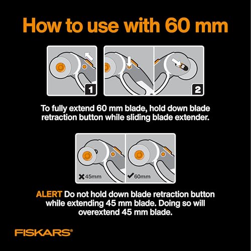Fiskars 45mm/60mm DuoLoop Titanium Easy-Change Rotary Cutter for Fabric - color: DuoLoop, size: 45/60mm