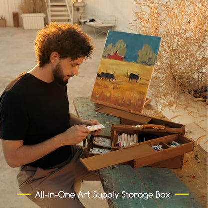 MEEDEN Wooden Tool Storage Box: Portable Beech Wood Art Supplies Organizer - color: Walnut