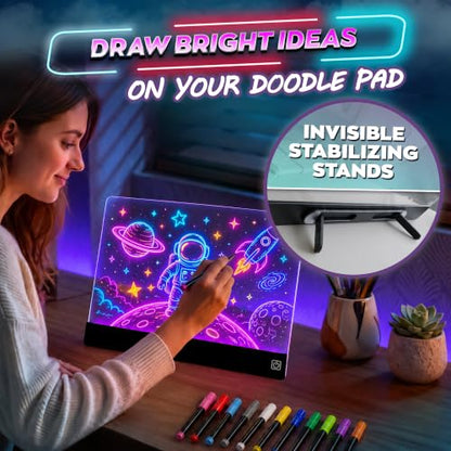 16-Inch LED Drawing Board Rechargeable; Fun Birthday Gift - color: Black