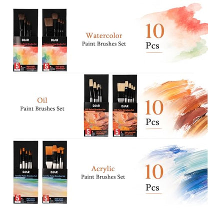 DJAR 174 Pcs All-in-One Art Painting Set with Beech Wood Easel