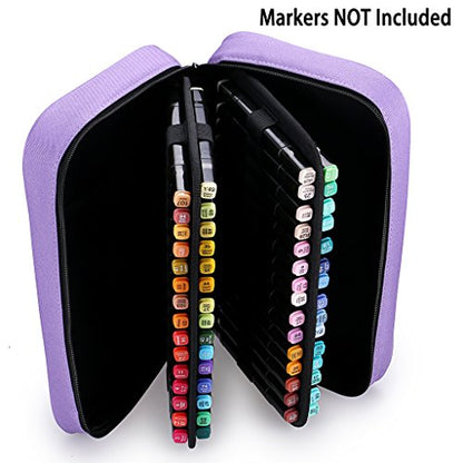 BTSKY Art Marker Carrying Case Lipstick Organizer-60 Slots Canvas Zippered - color: Purple
