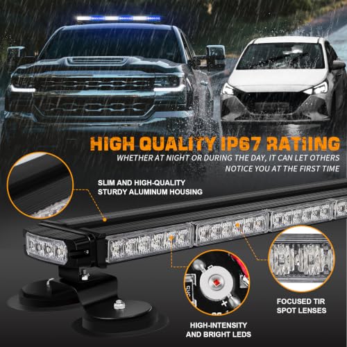 XRIDONSEN 28.4" 80 LED Blue White Roof Emergency Lights Strobe Light Bar - color: Blue/White
