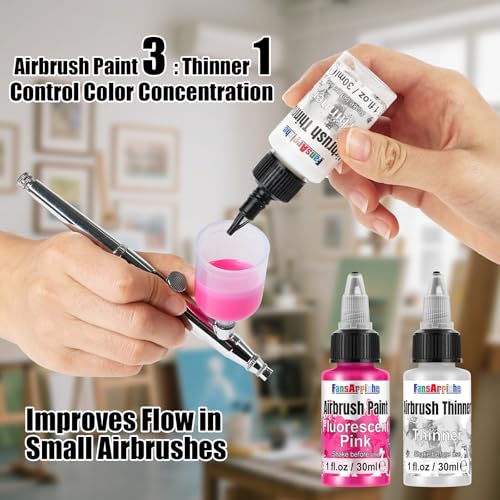 FansArriche Airbrush Paint, 48 Colors (1 fl oz) with 4 Thinner & 2 Primer