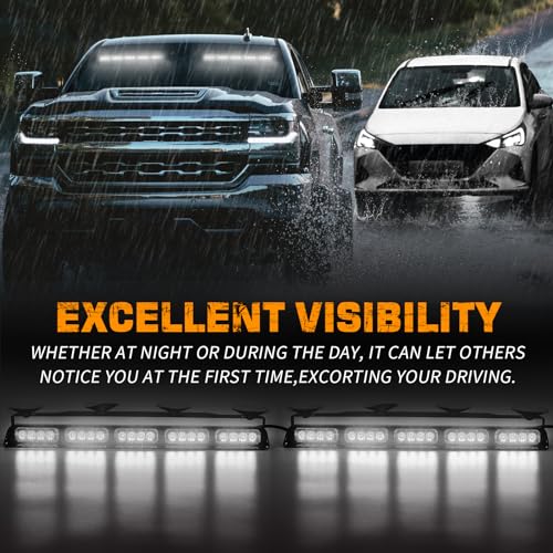 XRIDONSEN White Strobe Lights for Trucks, 40 LED Dash Visor Lights - color: White