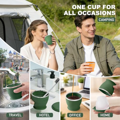Collapsible Travel Cup, Foldable Water Cup with Lid, for Travel - color: Army Green