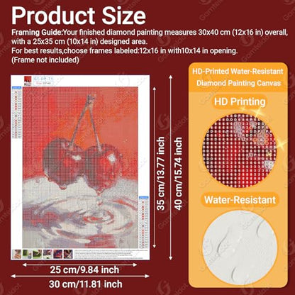 Gamteldot Cherry Diamond Art,Diamond Painting Kits for Adults Beginner - color: A Dripping Cherry