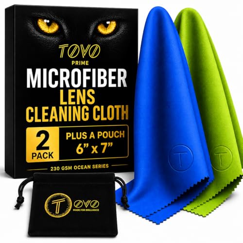 Microfiber Cleaning Cloth, 2 Pack + Velvet Pouch, 6"x7",230 GSM Thick Lens Cleaner for Glasses, Camera & Screens, Ultra Soft, Streak-Free, Lint-Free, Scratch-Safe- Ocean Series - color: Brilliant Series, size: 2 Pack + Pouch,
