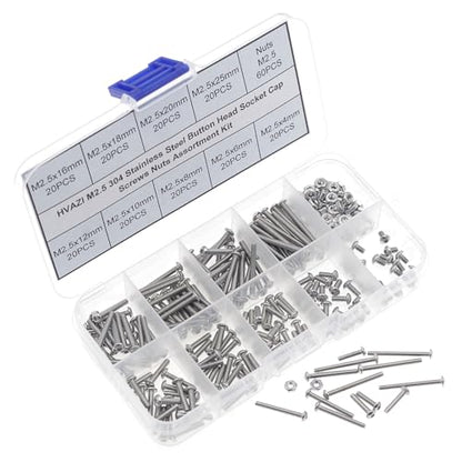 240PCS M2.5 304 Stainless Steel Button Head Socket Cap Screw Nut Kit - size: M2.5
