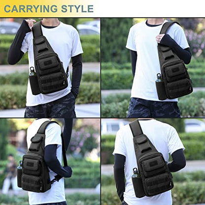 Tactical Shoulder Bag - 1000D Molle Military Backpack Outdoor Daypack Chest Pack - color: Green