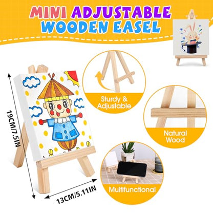 ESRICH 16 Set Mini Acrylic Paint Kit, 5in Mini Canvas with 7.5in Easel - size: 16 set 5 x 5 inches