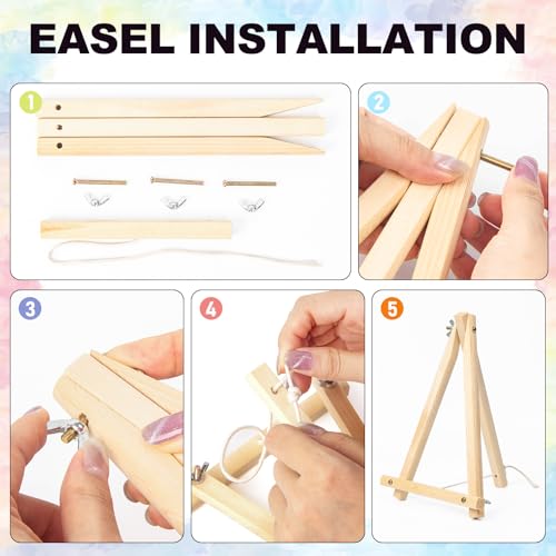 4 Pack Framed Paint by Numbers Kit for Adults Window View, Wooden Easel - color: YOP4P03
