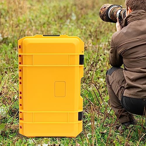 Portable Protective Camera Case, 22" Protective Roller Hard Camera Case with Wheels and Foams Camera Suitcase Waterproof Rolling Hard Case for Camera,Tools,Lens,Drone,Equipment (Yellow) - color: Yellow