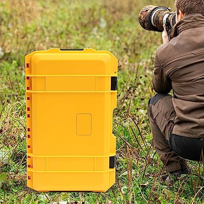 Portable Protective Camera Case, 22" Protective Roller Hard Camera Case with Wheels and Foams Camera Suitcase Waterproof Rolling Hard Case for Camera,Tools,Lens,Drone,Equipment (Yellow) - color: Yellow