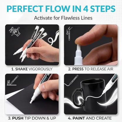 Utillo Craft White Paint Pen (3-Pack), 0.7mm Extra Fine White Paint Markers - color: White