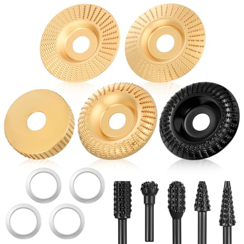 COMNICO Wood Carving Disc Set 14 Pcs 4" or 4 1/2" Angle Grinder Attachments - style: Style A