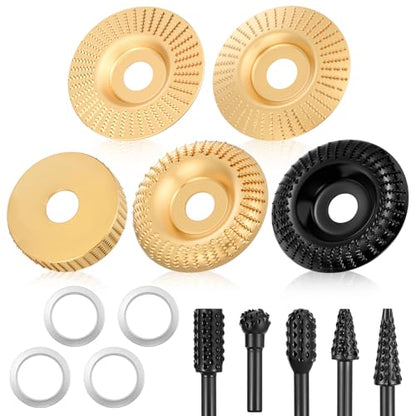 COMNICO Wood Carving Disc Set 14 Pcs 4" or 4 1/2" Angle Grinder Attachments - style: Style A