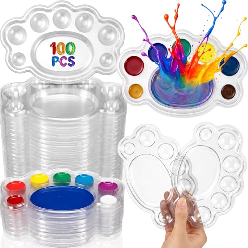100 Pcs Large Clear Paint Tray Palette, Footprint - style: Footprint