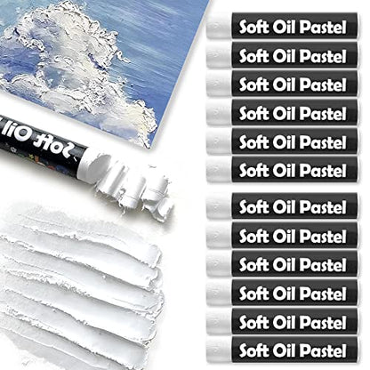 12 Pcs Cream Soft Oil Pastels Vibrant Black White - color: 12pcs-white 01