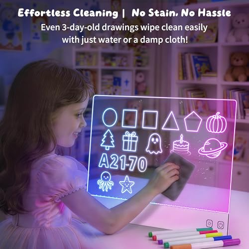 FlyLily 16" LED Drawing Board for Kids Rechargeable with 13 Light Effects - color: White