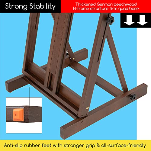 MEEDEN Heavy Duty H‑Frame Easel: Solid Beech Wood Artist Easel for Painting - color: Walnut
