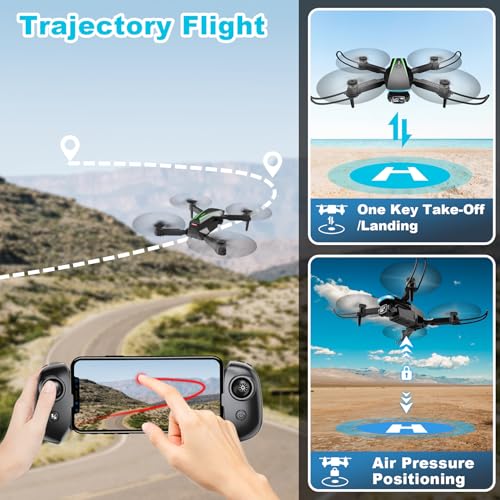 Oddire Drone with Camera - Drones for Adults, with 2 Batteries, Carrying Case, Propellers, 1080P HD Foldable Drone with Stable Hover, Trajectory Flight, Gravity Control, One Key Take Off/Land, 3D Flip - color: Blue