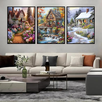 Ekuxom 3 Pack Landscape Paint by Numbers Kit for Adults on Canvas - color: Landscape-3pack