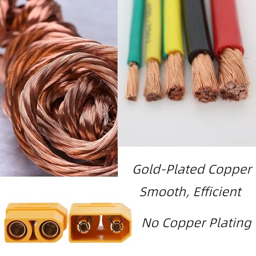 XT90 Connector Set with Solder Point Cover Caps (24pcs) - Upgraded Gold-Plated Copper for RC Vehicles and Electronics