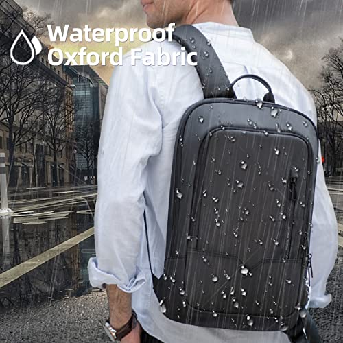 hk Backpack for Men Business Slim Laptop Bag - color: Black, size: 15.6 Inch