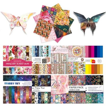 10 Different Packs Full Collection Origami Paper, 6-Inch Double Sided Color - color: 10set