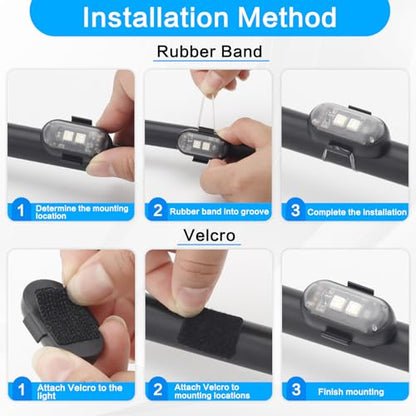 4PCS Wireless LED Strobe Lights with Remote Control, 8 Colors IP65 Waterproof Anti-Collision USB Charing Led Warning Lights for Car Drone Truck Motorcycle Aircraft Bike