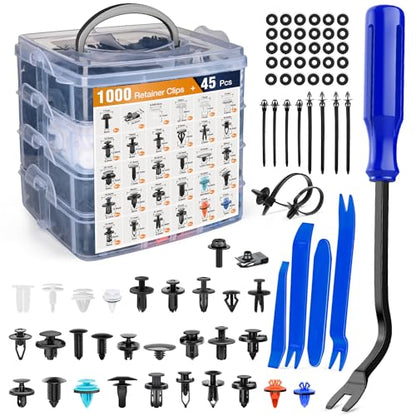 GOOACC 1045Pcs Car Push Retainer Clips & Auto Fasteners Assortment - color: 1000Pcs Clips + 45 Remover
