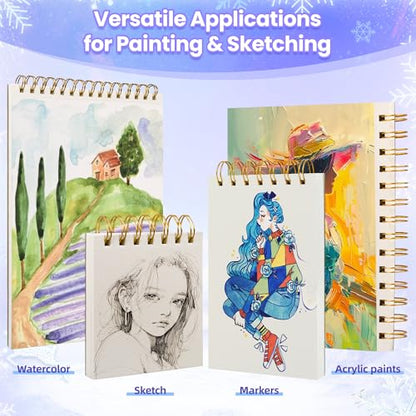 Qlmhudaim 2-Pack Mixed Media Sketchbook 4" x4”| 30 Sheets 140lb/300g - size: 4 x 4 Inches (2 pack)