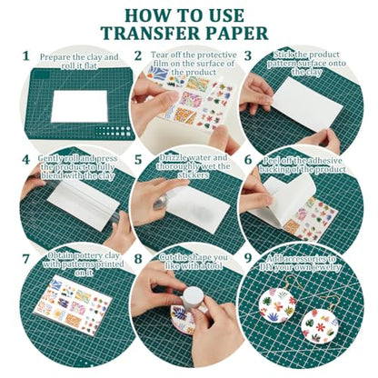 OLYCRAFT 24Pcs 4 Styles Abstract Flower Clay Transfer Paper for Polymer - color: Abstract Flowers