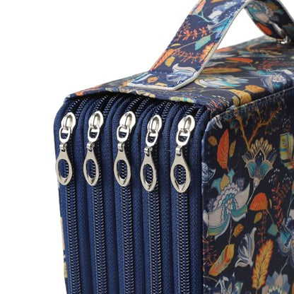 Canvas 250 Slots Pencil Case 5-Layer Zipped Holder w/Handle - color: Retro, size: 250