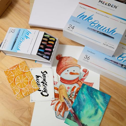 MEEDEN Liquid Watercolor Ink Brushes: 24 Colors Dye-Based - color: 24 Colors Set
