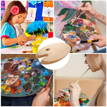 25 Pack Wood Painting Palette, Oil Wooden Paint Palette, Oval-Shaped Artist Painting Palette with Thumb Hole, Art Pallet for Painting (8 x 12 Inches)
