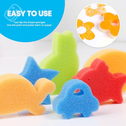 LEOBRO 30pcs Sponges for Painting, Shape Sponge Paint Applicators, Paint Sponges for Crafts, Foam Sponge Stamps, Assorted Pattern