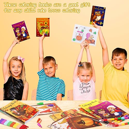 BenLouis 24 Thanksgiving Mini Coloring Books with 24 Crayons for Kids Bulk - style: Thanksgiving