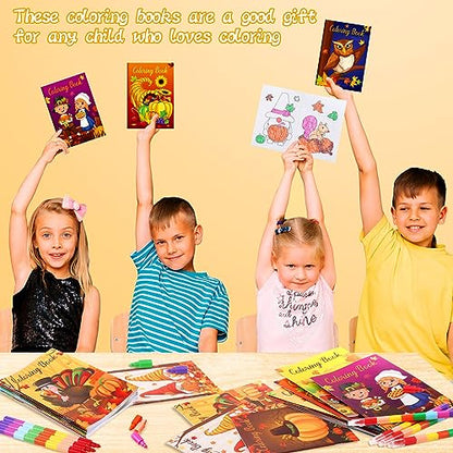 BenLouis 24 Thanksgiving Mini Coloring Books with 24 Crayons for Kids Bulk - style: Thanksgiving