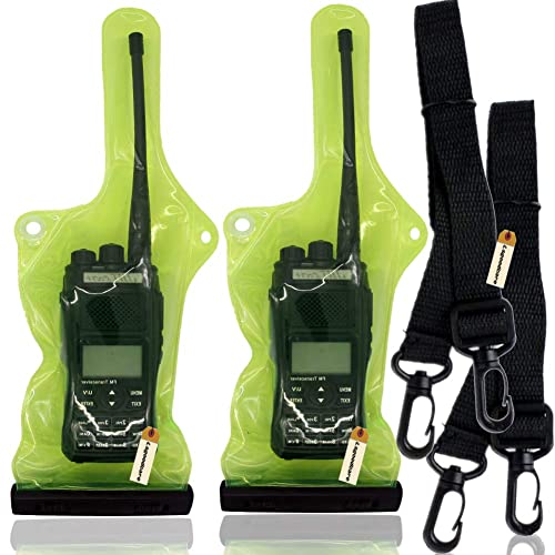 Lsgoodcare 5Pcs Portable Two Way Radio Waterproof Rainproof Bag Case Pouch Compatible with Motorola Kenwood Midland UV-3R UV-5R PX-888 Walkie Talkie Radio,5 Inch x 13.8 Inch, Green - color: green-5ps